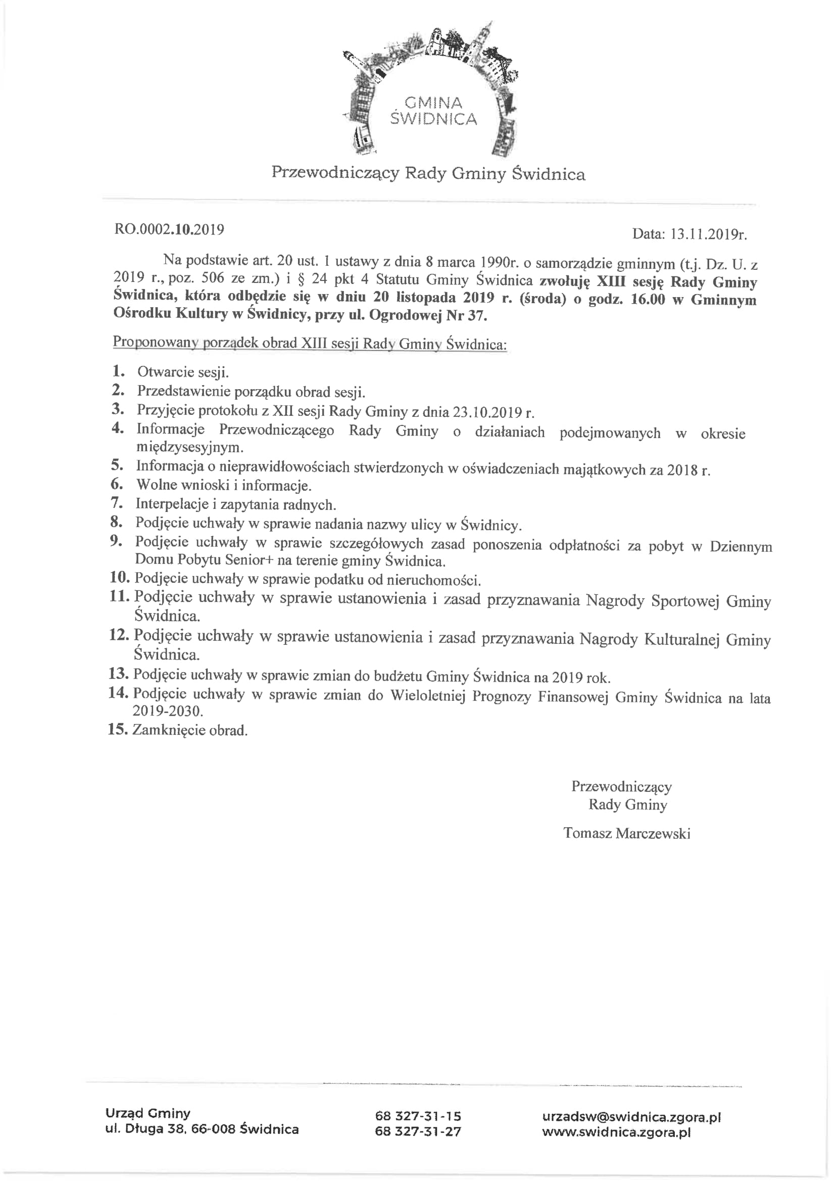 Ilustracja do informacji: XIII sesja Rady Gminy Świdnica