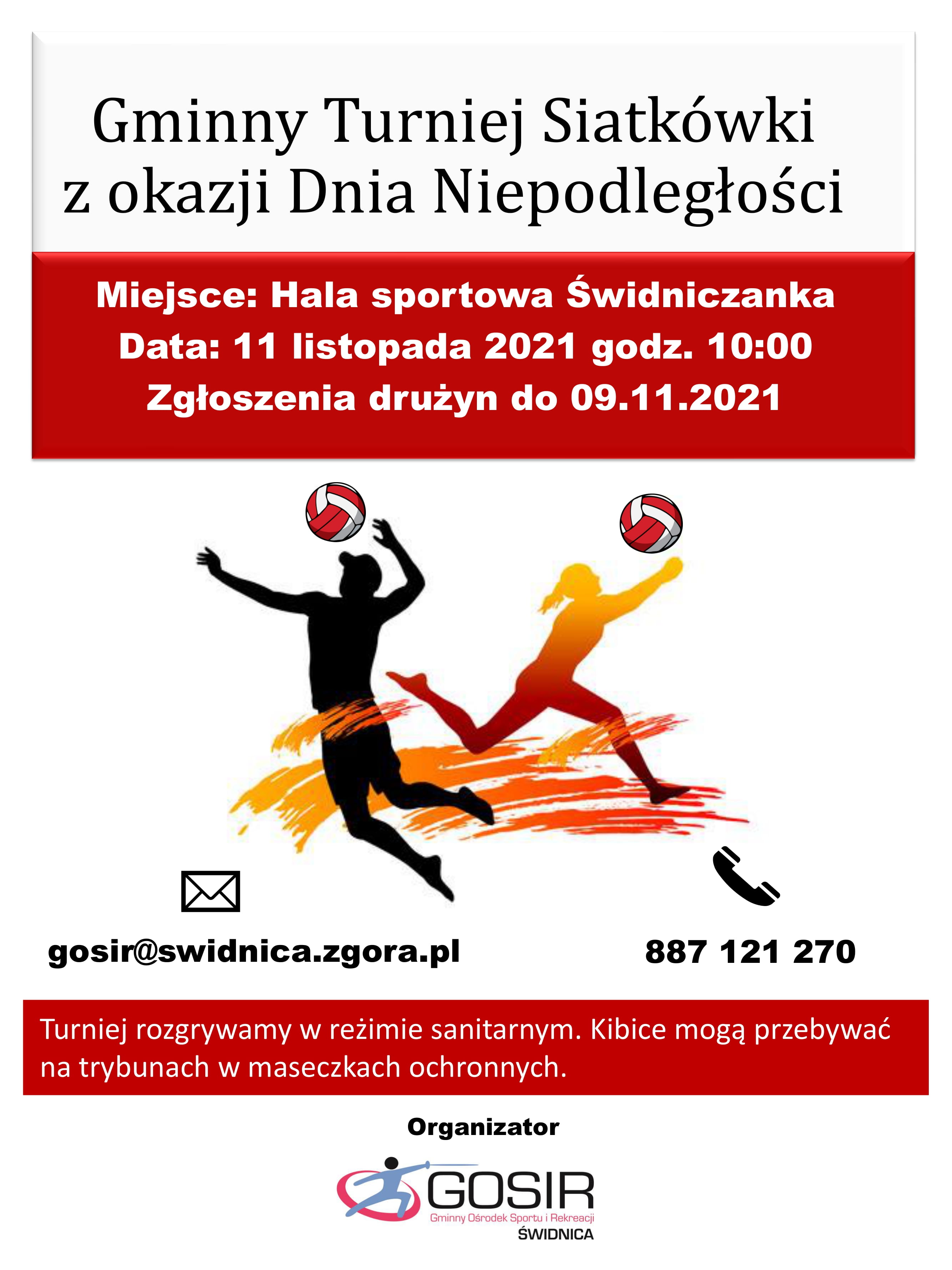 Plakat zachęcający do udziału w Gminnym turnieju siatkówki