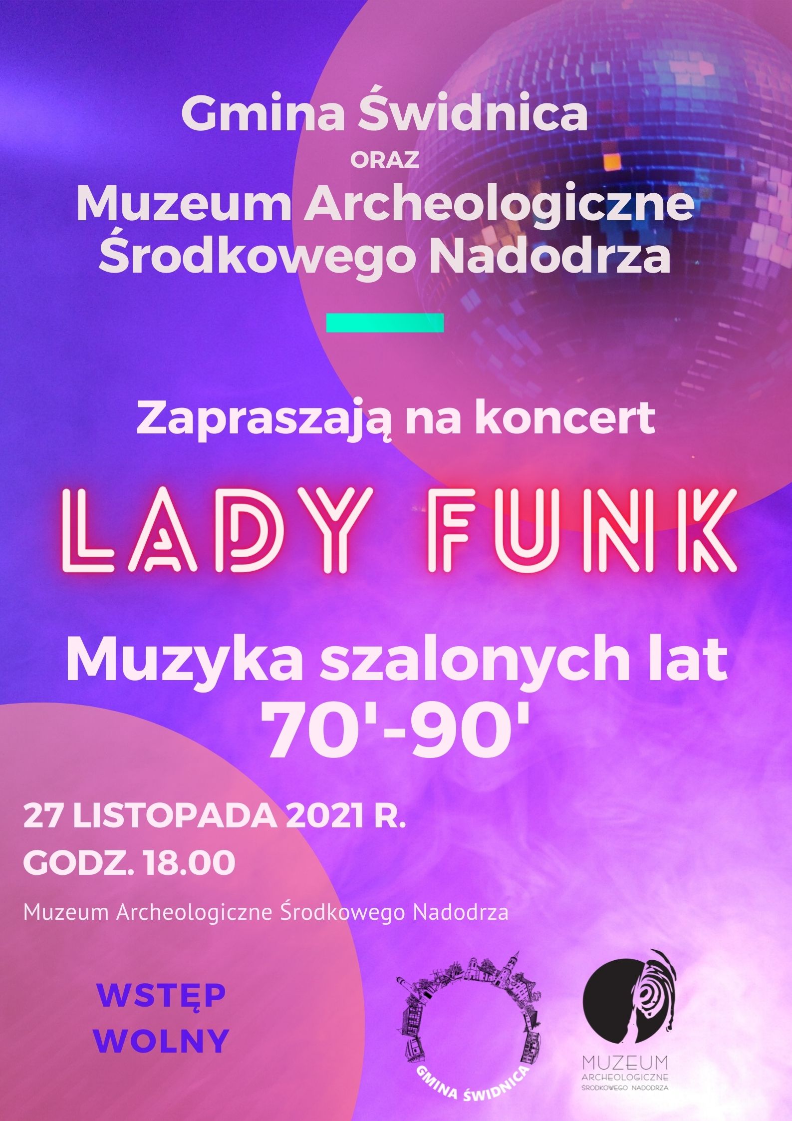 Plakat promujący koncert zespołu Lady Funk