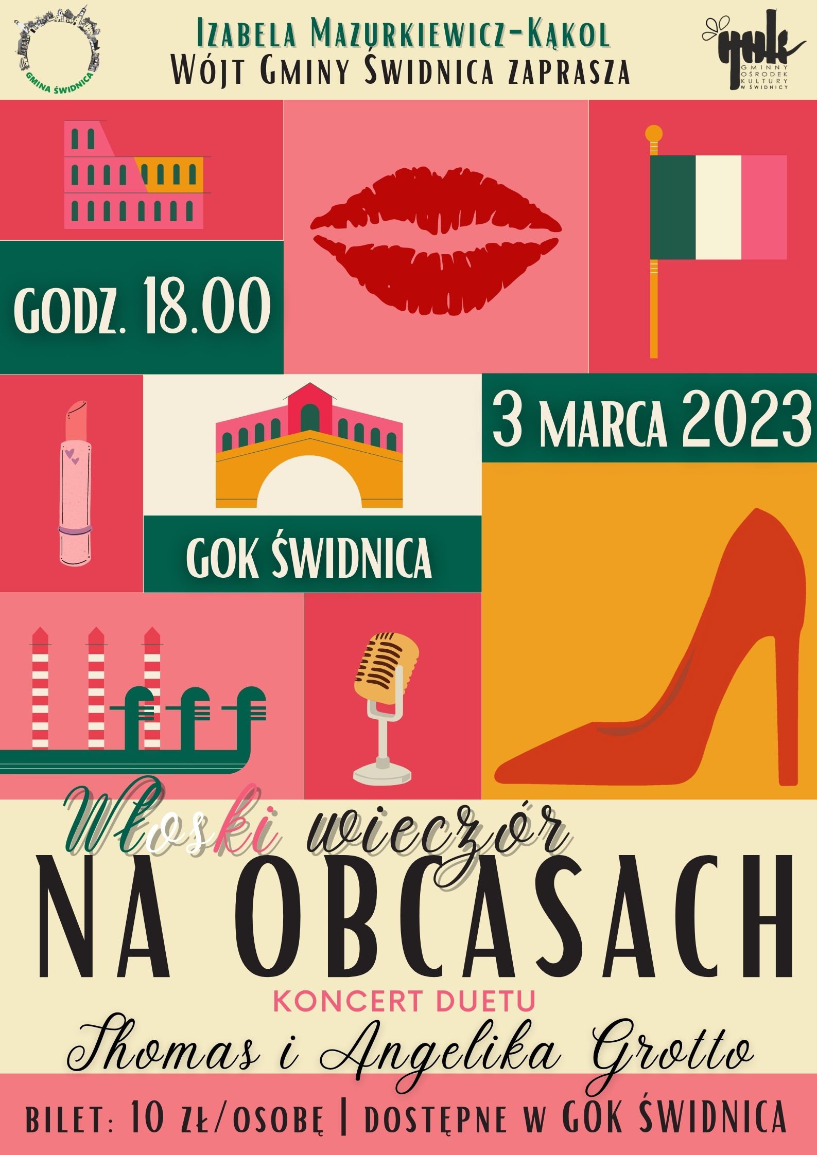 Plakat promujący imprezę pn. Włoski Wieczór Na Obcasach
