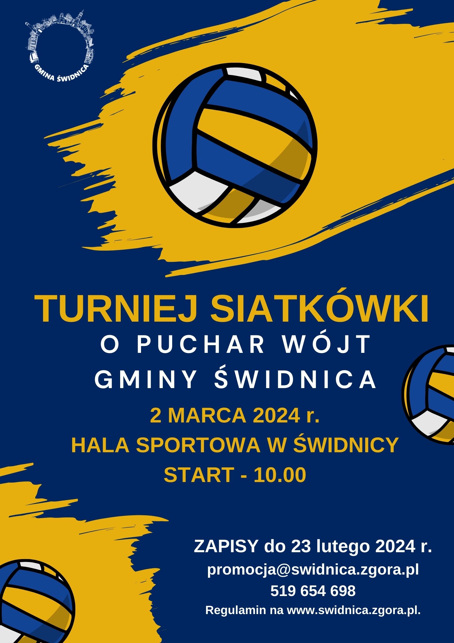 Plakat turnieju siatkówki o Puchar Wójt Gminy Świdnica