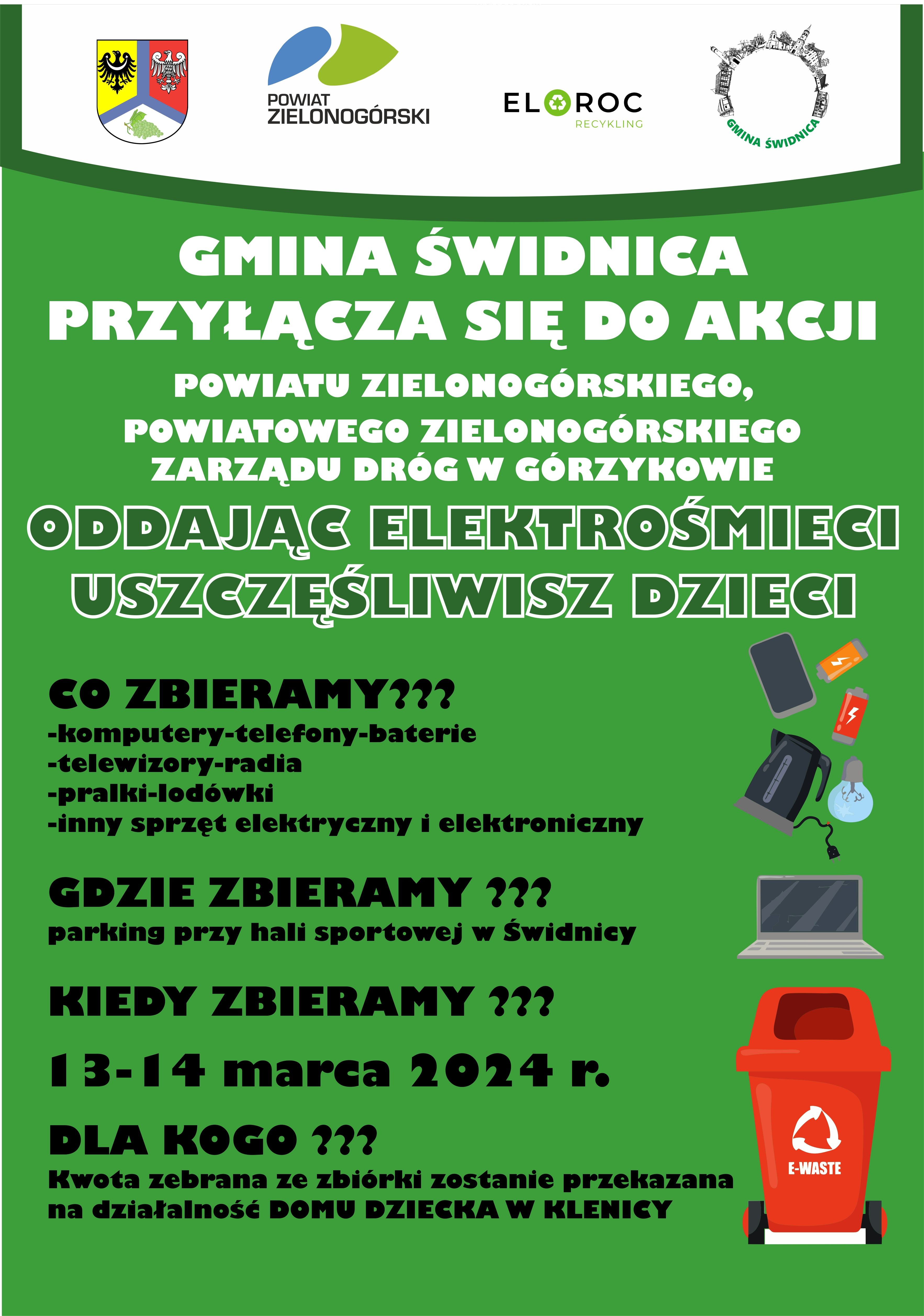 plakat informujący o zbiórce elektrośmieci