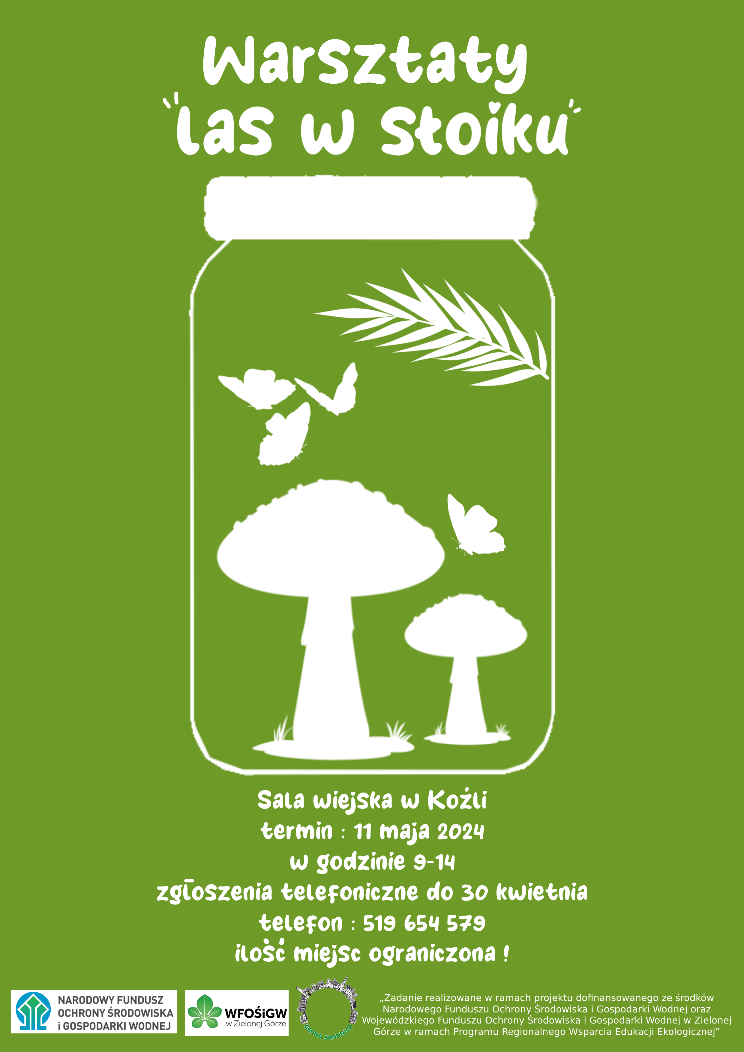 Plakat promujący warsztaty "Las w słoiku"
